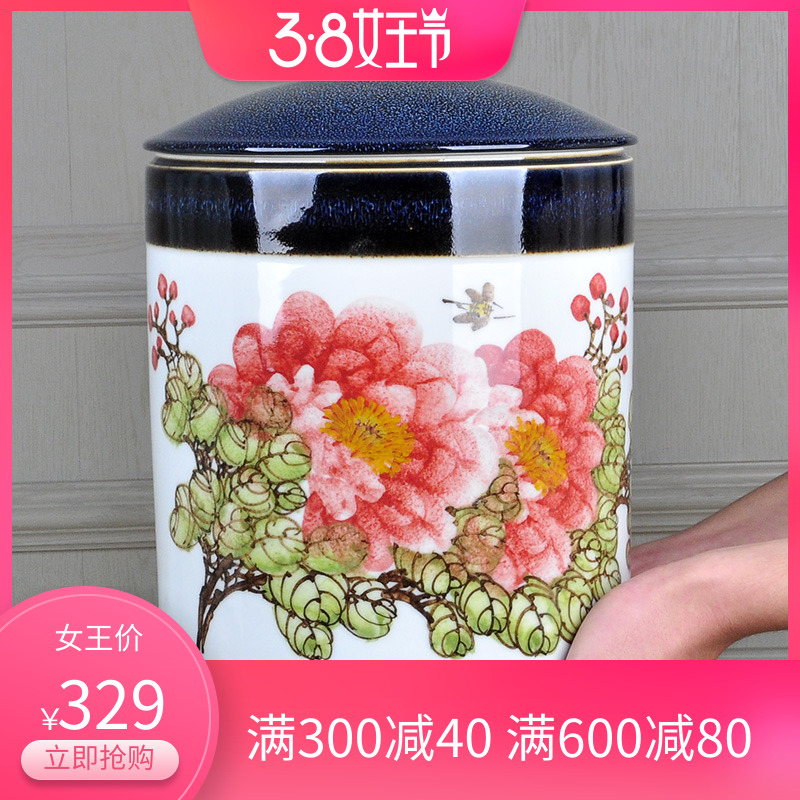 Hand - made caddy fixings jingdezhen ceramic household seal storage tank large puer tea box cake wake, the seventh, peulthai the POTS