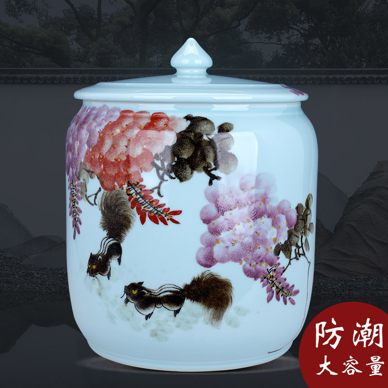 Shadow celadon hand - made of pu - erh tea cake caddy fixings ceramic seal pot large number receive tank moistureproof and tea pot