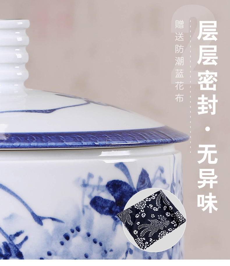 Chinese style restoring ancient ways caddy fixings ceramic furnishing articles household storage tank puer tea cake box of large size deposit receives stored tea urn