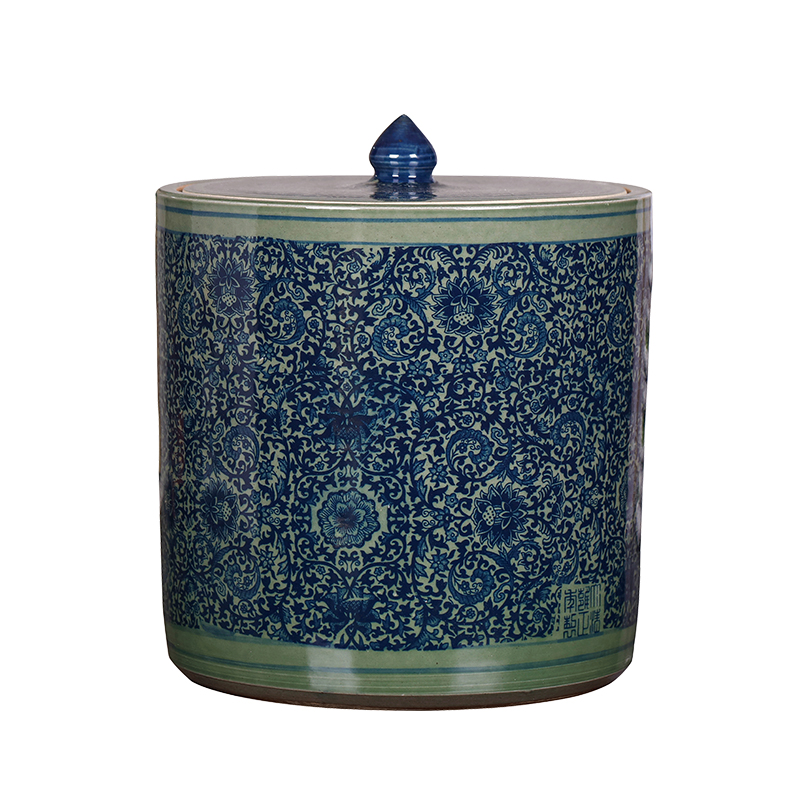 Tea barrel caddy fixings jingdezhen ceramic storage POTS sealed tank size 2 jins home put Tea POTS