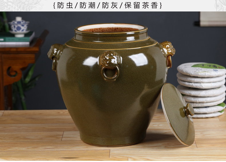 Large ceramic tea pot jingdezhen Large pu 'er seven cakes tea urn storage POTS of tea bucket thickening tea urn