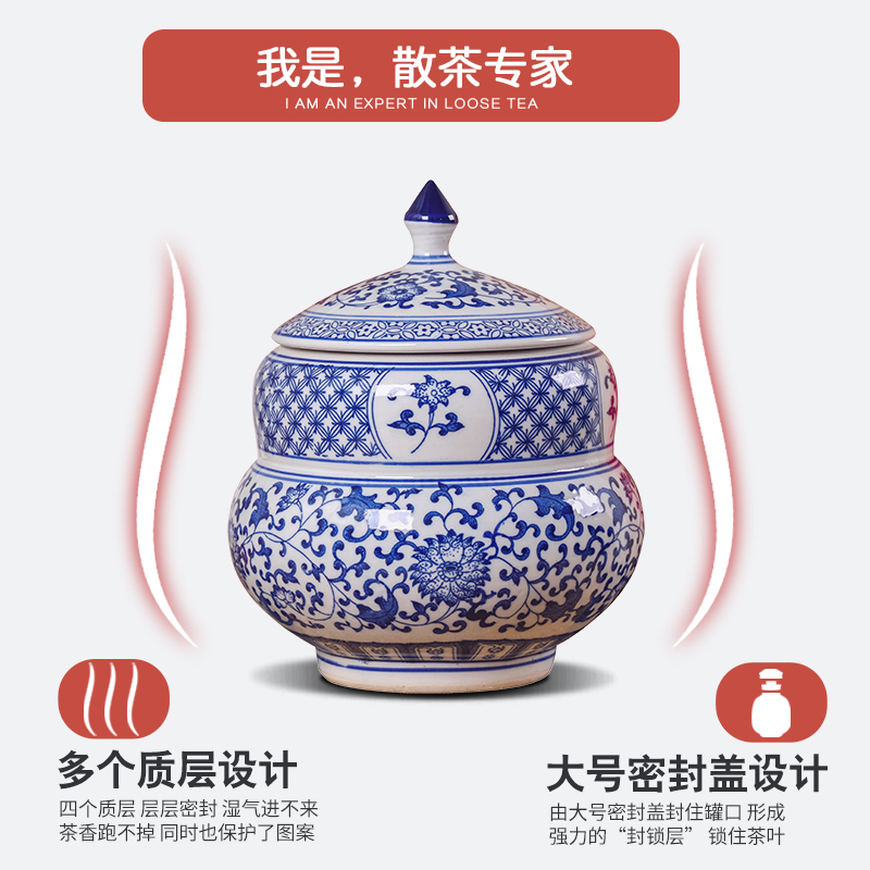 The Save POTS of blue and white porcelain of jingdezhen ceramic bottle gourd caddy fixings ceramic storage tanks puer tea box seal pot