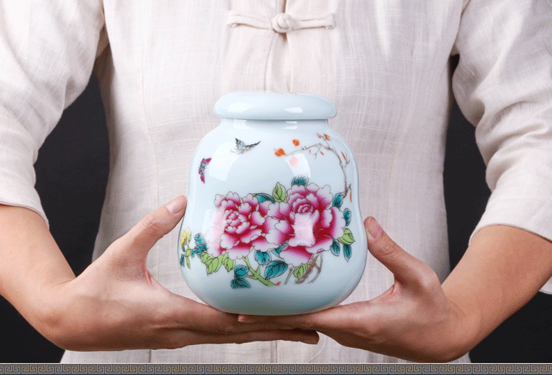Small portable mini ceramic powder tea caddy fixings tea tins storage boxes, tea POTS