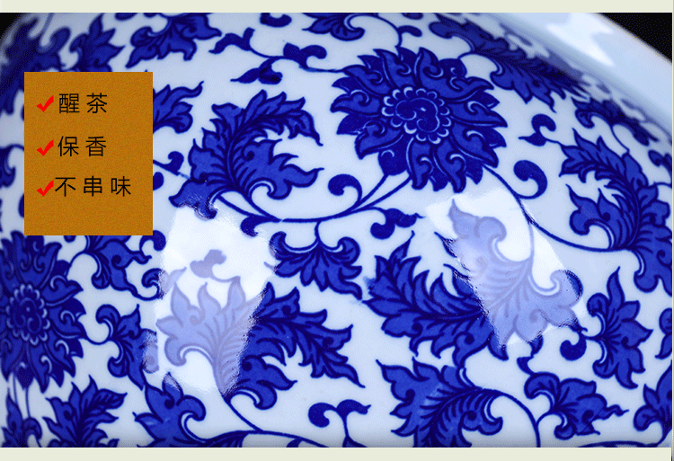 Jingdezhen ceramic tea pot large blue and white porcelain tea cylinder full manual sealing up POTS moistureproof tea set