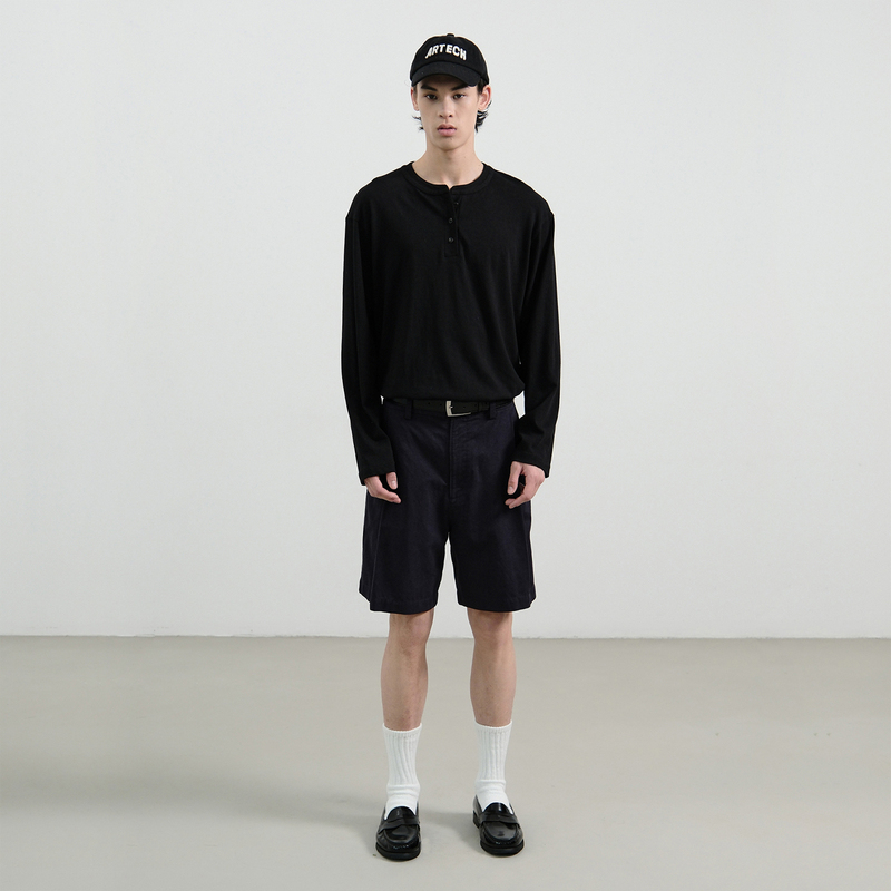 Manufacture Henry Collar Long-Sleeved T-Shirt
