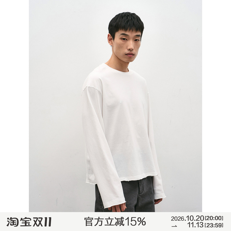 Manufacture Washed Loose-Fitting Short Wide Long-Sleeve T-Shirt Manufacture Washed Loose-Fitting Short Wide Long-Sleeve T-Shirt