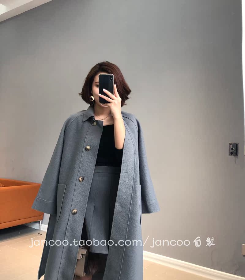 JANCOO mùa thu và mùa đông dây thắt lưng áo len màu đơn giản đơn giản gọn gàng áo choàng gió áo len màu xám lạc đà mẫu áo da nữ đẹp 2020