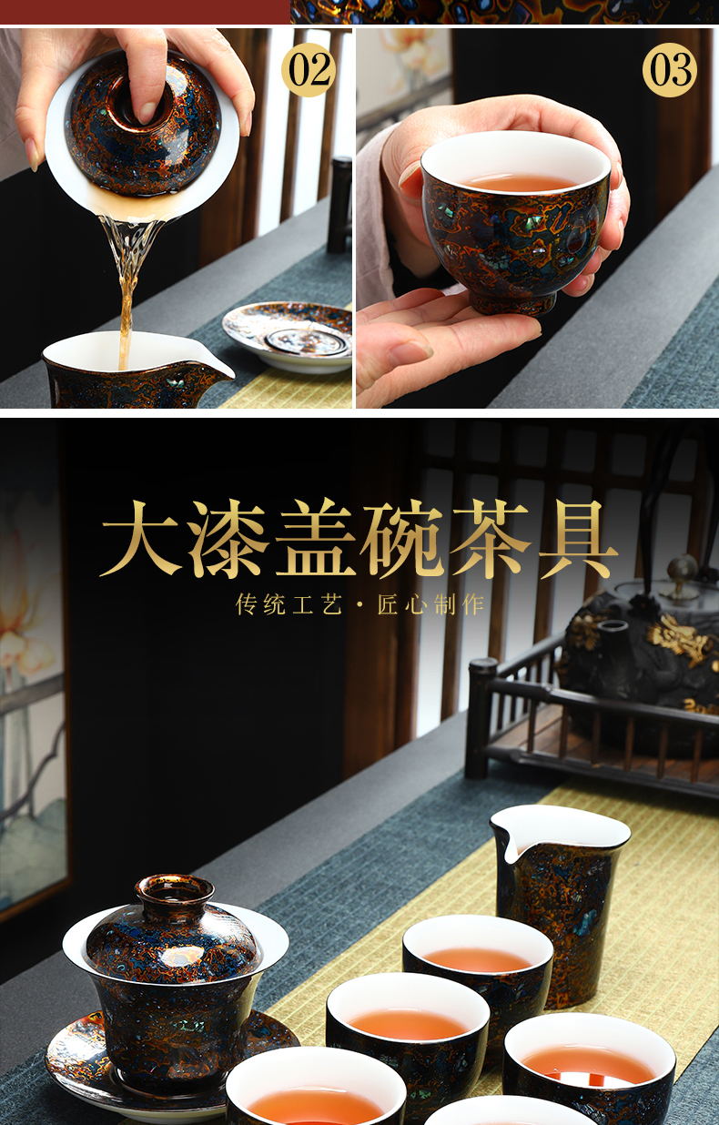 Recreation quality lacquer tea sets Chinese lacquer gifts of a complete set of tea sets bright stars dehua white porcelain tea set