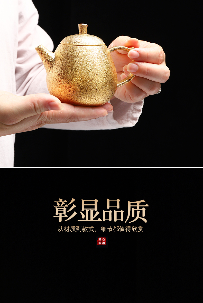 Recreational product gold grind arenaceous kettle pure manual it 24 k gold filtering little teapot tea, kungfu tea set