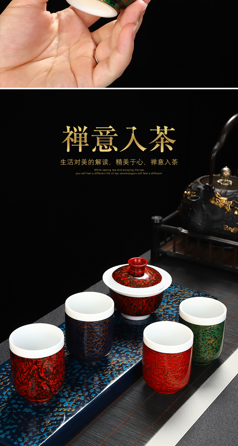 Recreational product lacquer dehua suet jade white porcelain Chinese lacquer tea service manual ceramic cups master cup single CPU