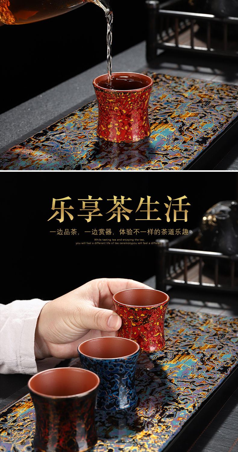 Recreational product lacquer tea Chinese violet arenaceous kung fu tea cups manual Chinese lacquer master cup single CPU ceramic sample tea cup