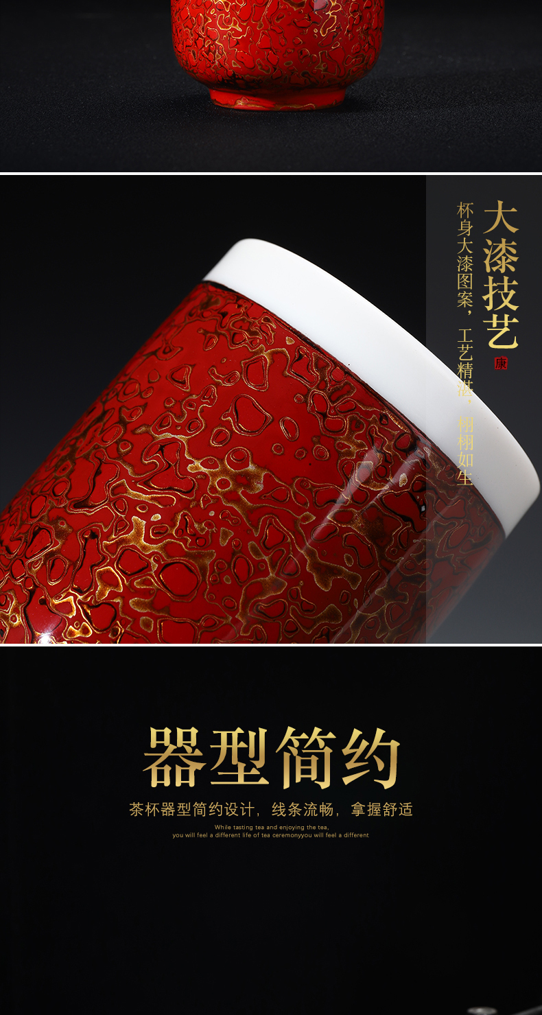 Recreational product lacquer dehua suet jade white porcelain Chinese lacquer tea service manual ceramic cups master cup single CPU