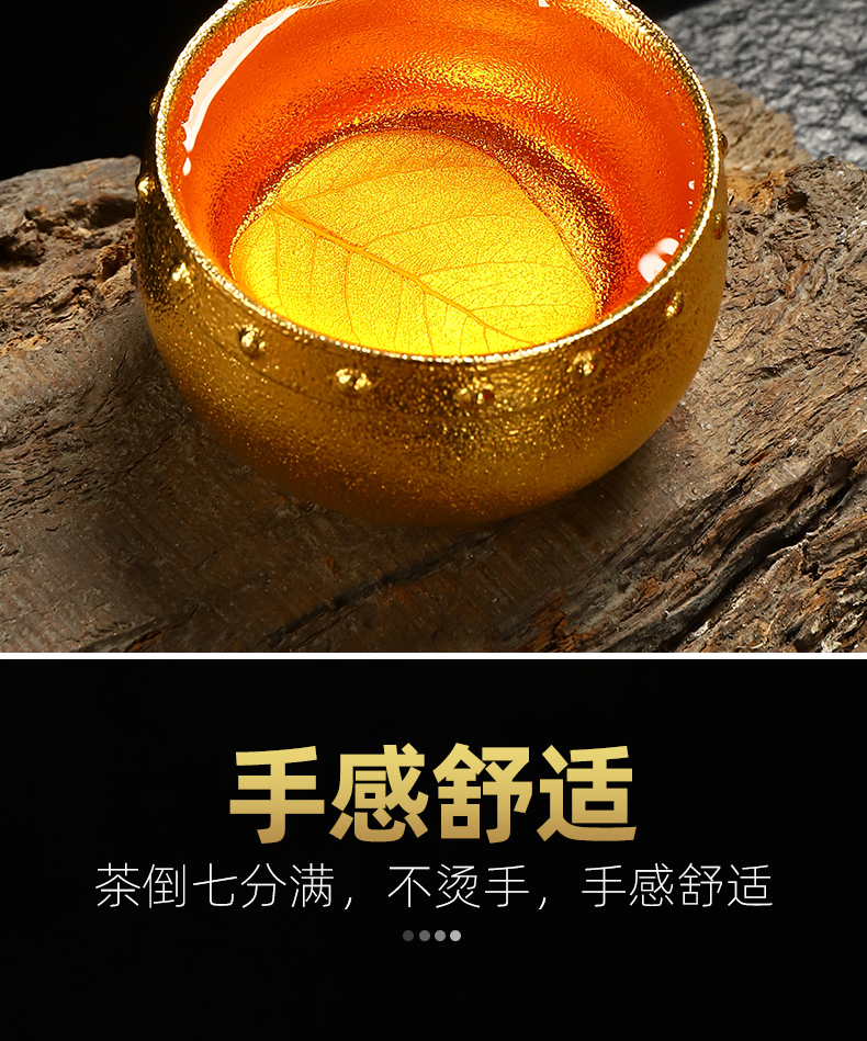 Recreational product violet arenaceous bodhi leaf yellow marigold ceramic checking sample tea cup tea cup 9.3 cm high, 5.3 cm wide