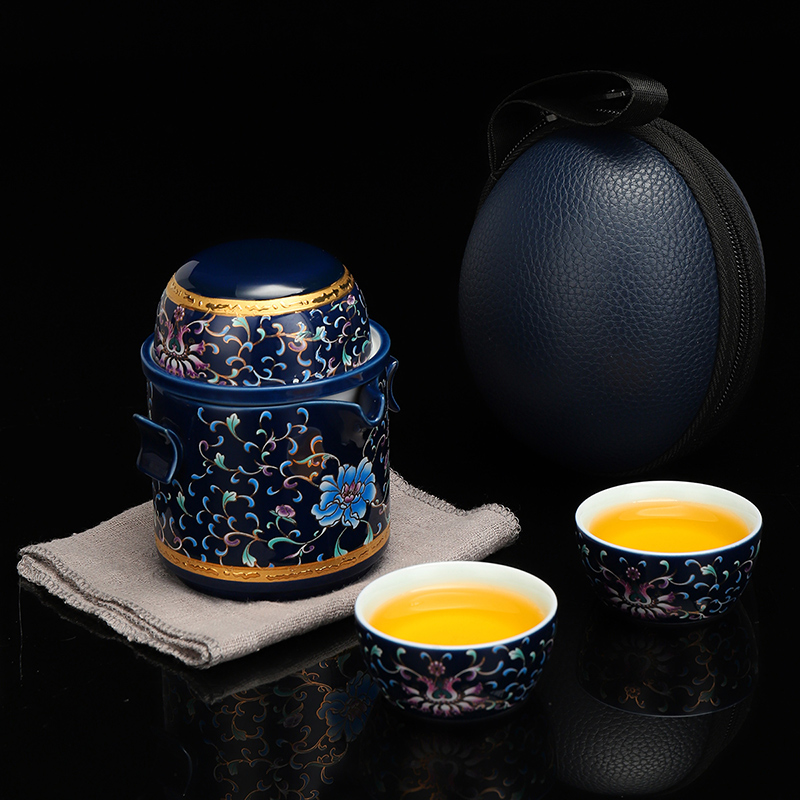 Recreational product witnessing kung fu tea set ceramic crack a pot of three home portable travel can be customized