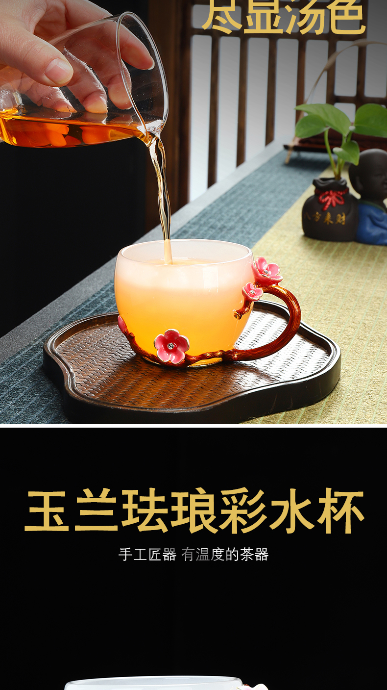 Recreational product made jade porcelain teacup tea masters cup sample tea cup copper colored enamel glaze, the use of single CPU kung fu tea set
