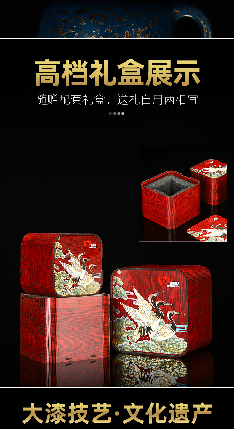 Recreation article 180 ml of Chinese lacquer porcelain beauty pot of pure manual 12.6 7.3 cm wide Chinese lacquer rhinoceros leather tea set