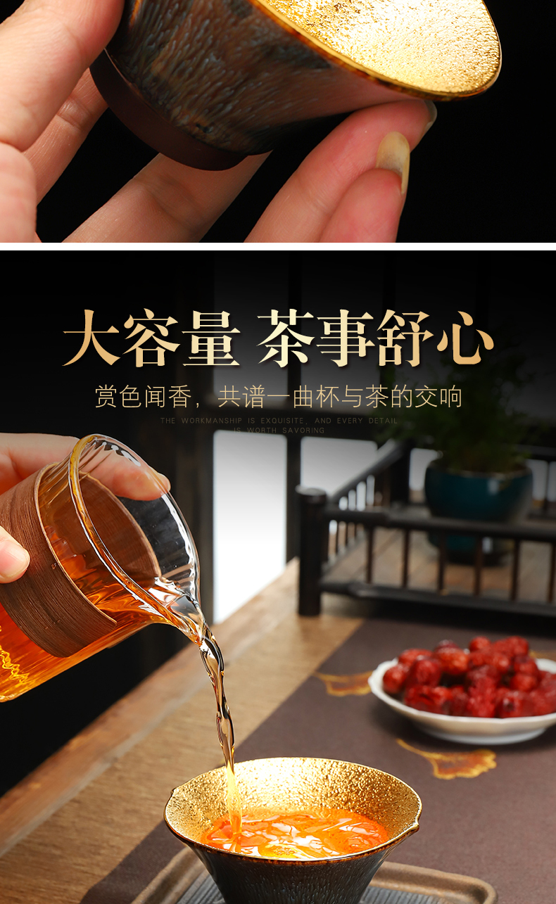 Recreational product big lacquer prevent hot tea pure manual big masters cup new Chinese porcelain body gold cup sample tea cup