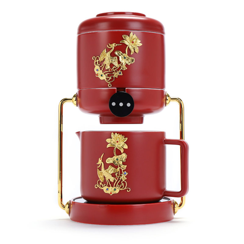 Recreational product gold T8 automatically make tea tea set lazy household ceramics kung fu tea set temperature office