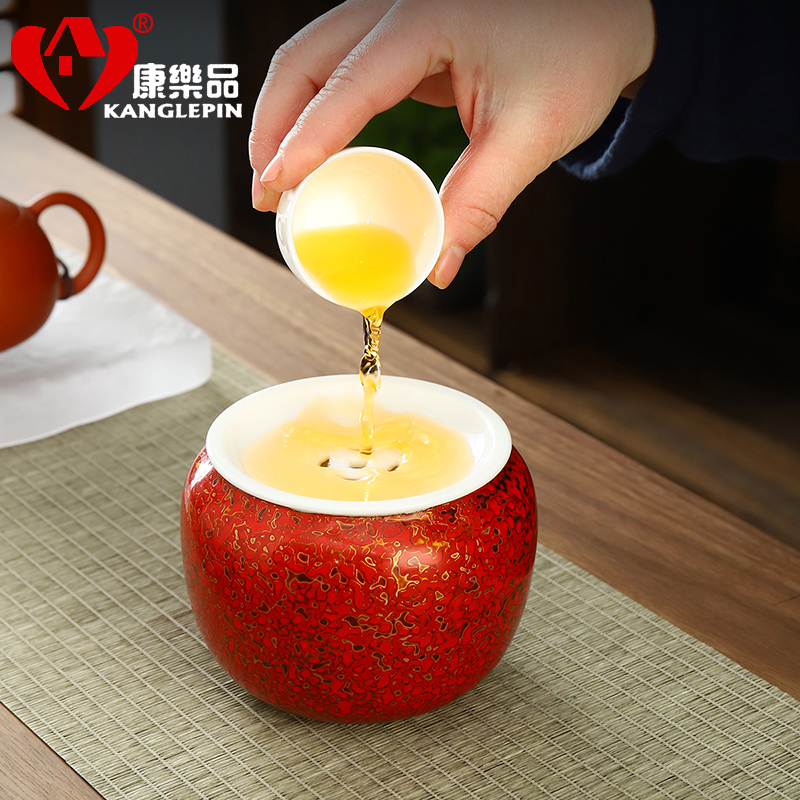 Recreational products checking Chinese lacquer porcelain built in hot water pail XiCha wash water meng with cover tea accessories 400 cc