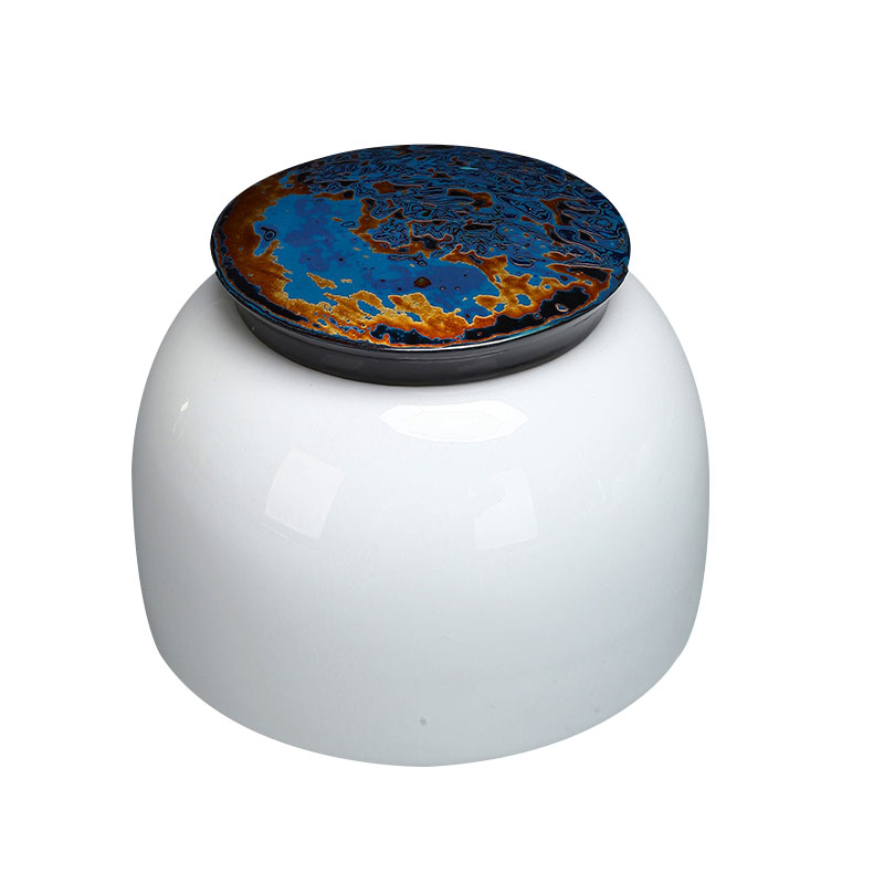 Recreational product lacquer court wind suet jade white porcelain tea pot pure manual Chinese lacquer ceramic seal as cans