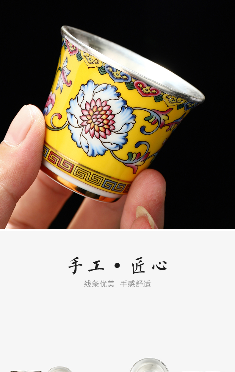 Recreation is tasted your up ceramic cup bladder silvering masters cup 999 pure manual colored enamel household kung fu tea cups