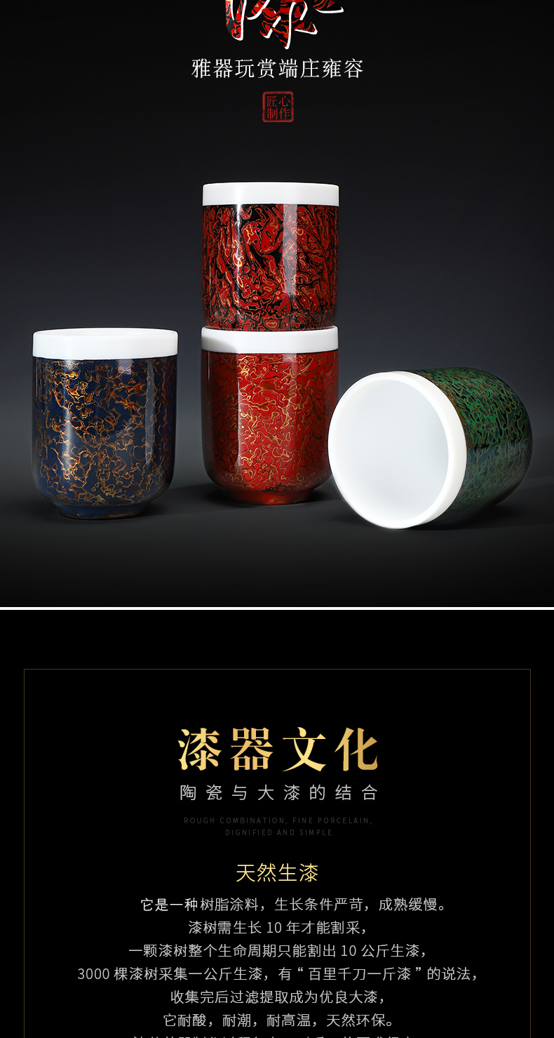 Recreational product lacquer dehua suet jade white porcelain Chinese lacquer tea service manual ceramic cups master cup single CPU