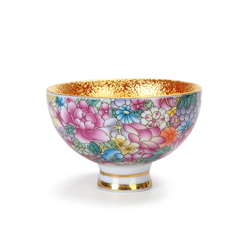 Recreation jingdezhen small ceramic cups and gold colored enamel kung fu tea bowl master cup sample tea cup single CPU