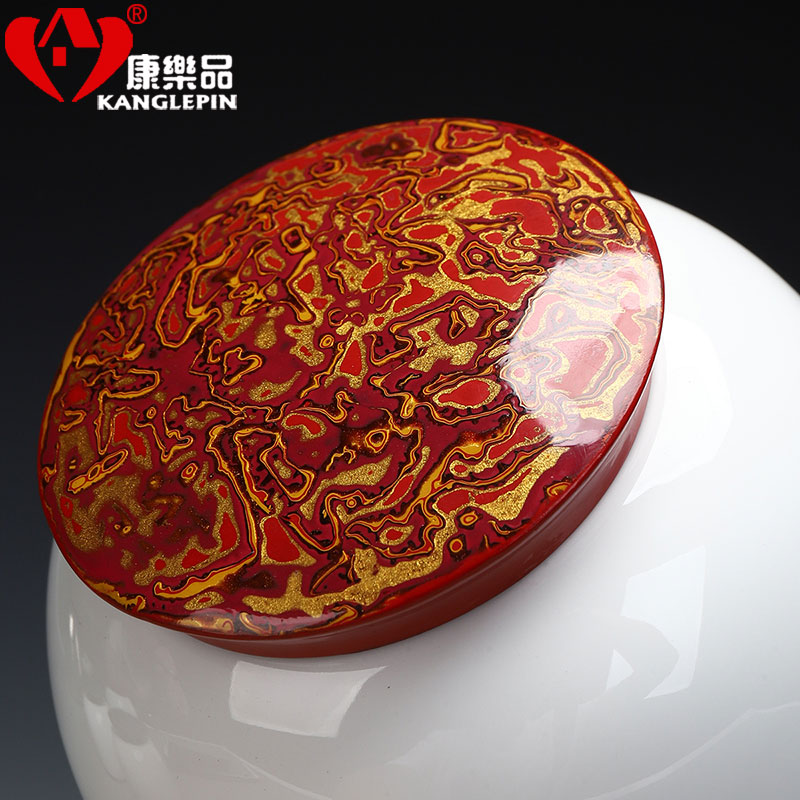 Recreational product lacquer court wind suet jade white porcelain tea pot pure manual Chinese lacquer ceramic seal as cans