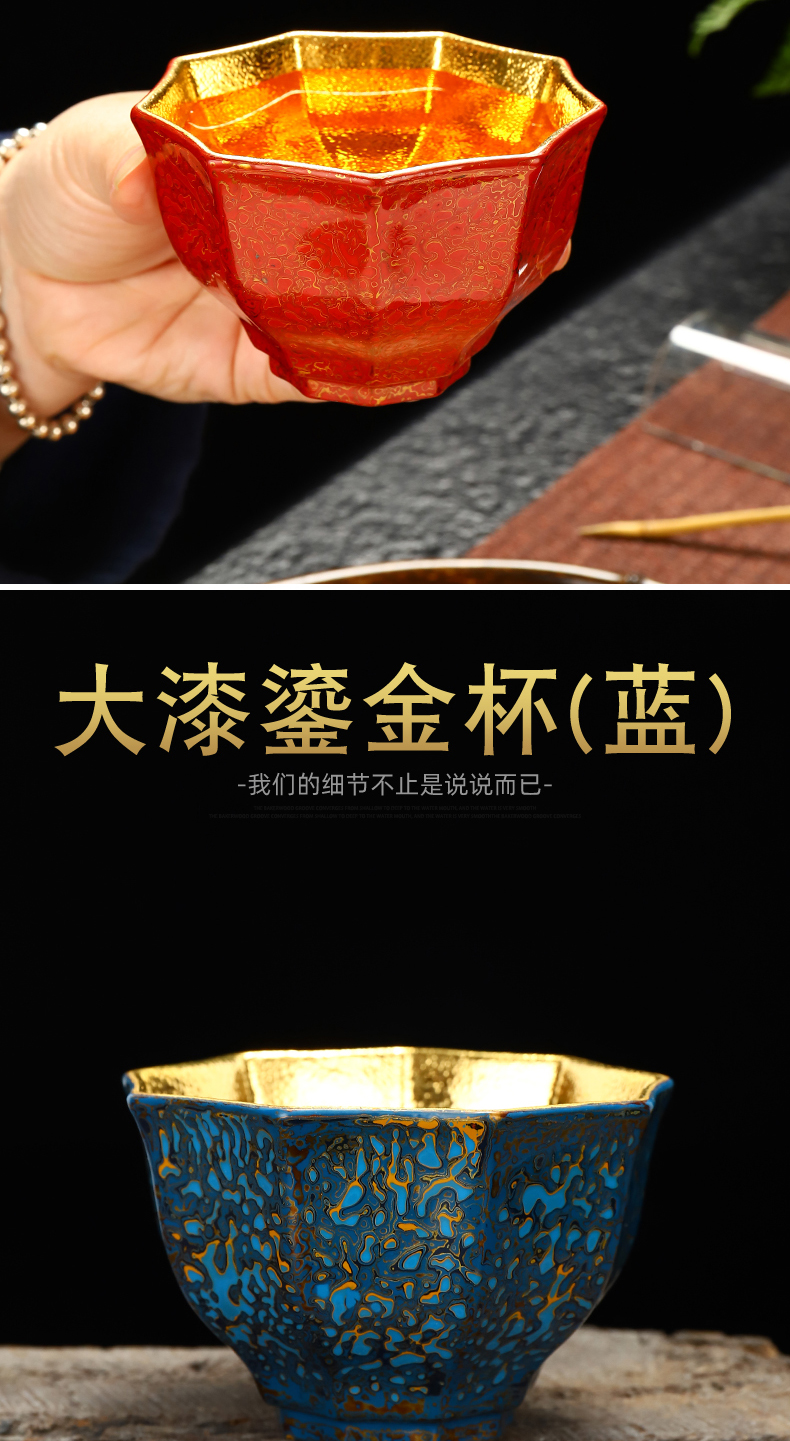 Recreational taste Chinese lacquer rhinoceros leather technology Chinese lacquer violet arenaceous gold cup of pure manual master cup of the big capacity of 185 ml