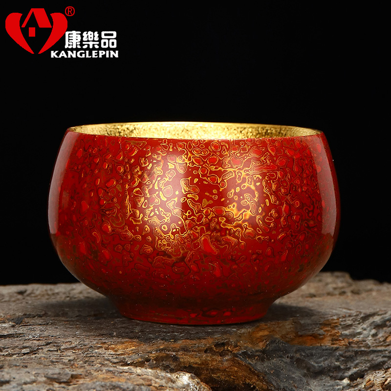 Recreation is tasted Chinese lacquer violet arenaceous gold cup capacity of 120 ml 48 mm wide, 80 mm high Chinese lacquer rhinoceros leather lacquer tea set