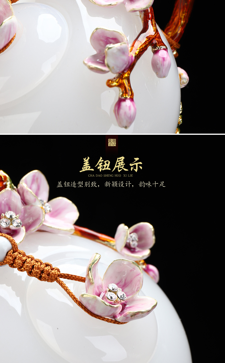 Recreational products a complete set of tea set jade porcelain enamel household office suit dehua white porcelain teapot kung fu tea set