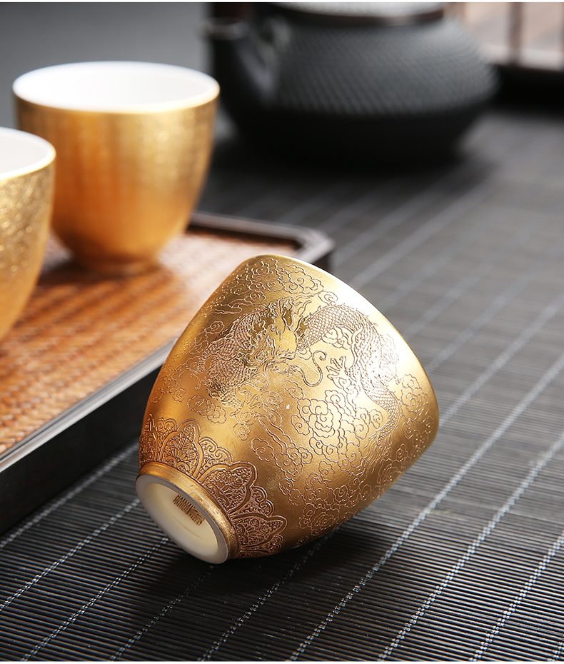 Recreation character turn white porcelain small retro heart sutra cup tea set mini ceramic cups master cup single sample tea cup