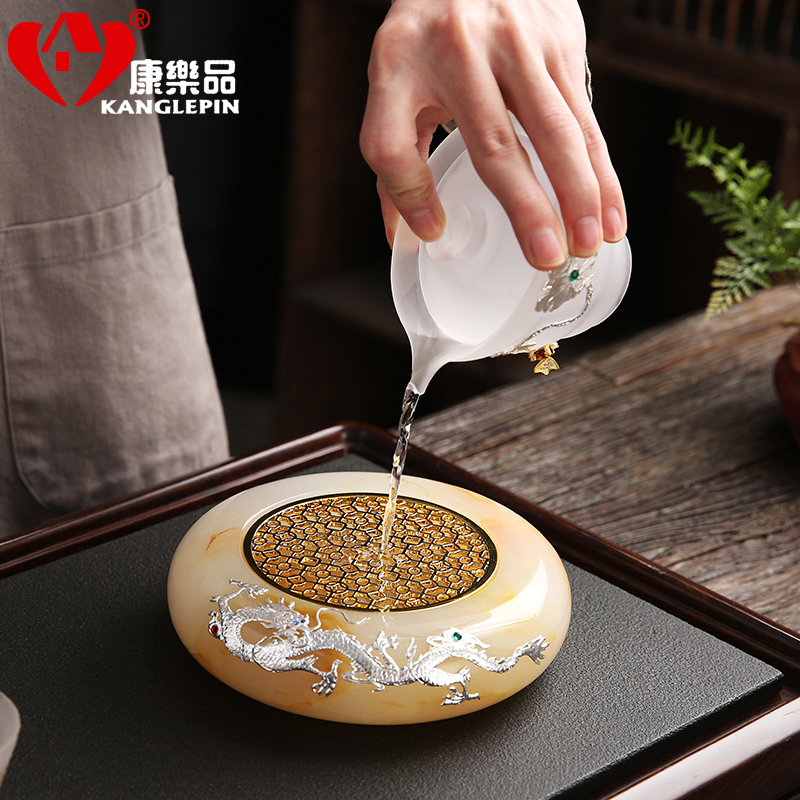 Recreation is tasted Chinese style household jade inlay silver kung fu tea set office receive a visitor the ceramic creative pot bearing character of the atmosphere