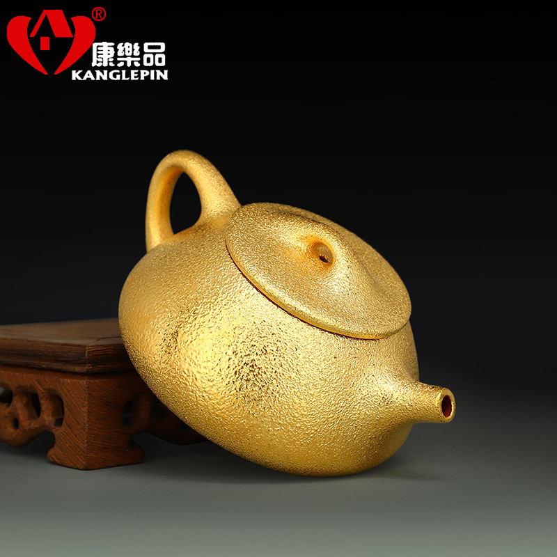 Recreational product small purple sand pot of gold beauty pure manual raw ore gourd ladle kung fu tea cup set household the teapot