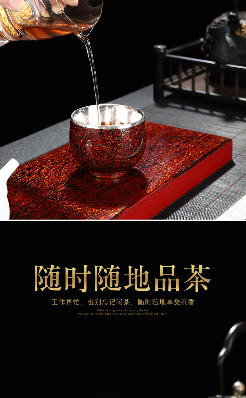 Recreational product jingdezhen lacquer kung fu tea set of the big cup silver cup ceramic masters cup silvering tea cup