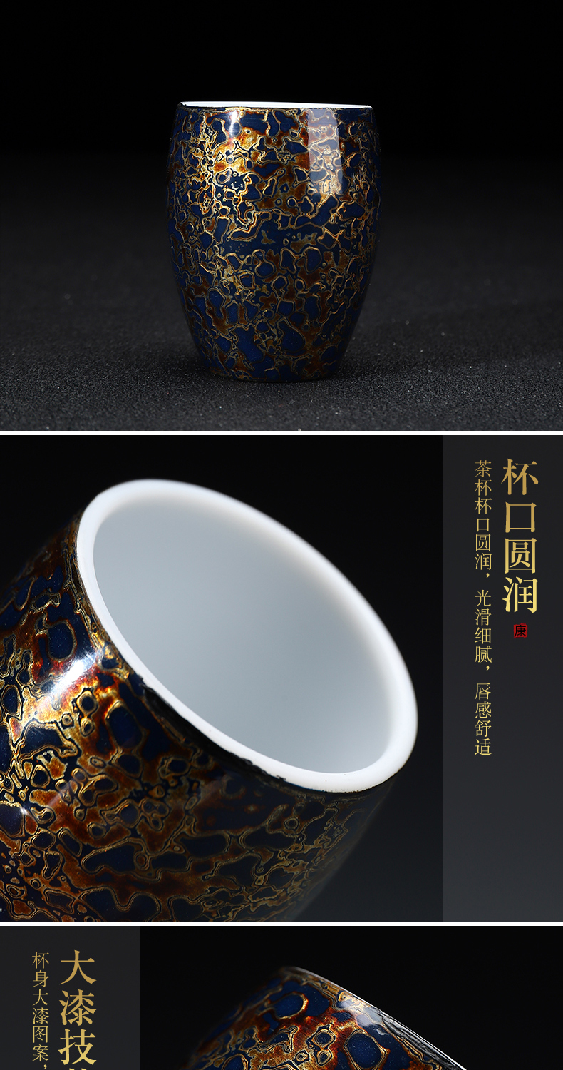 Recreational product lacquer tea Chinese palace gold wind fragrance - smelling cup pure manual white porcelain lamp that traditional Chinese lacquer cup paint