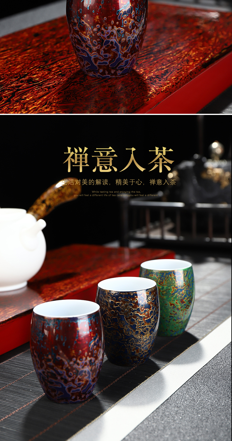 Recreational product lacquer tea Chinese palace gold wind fragrance - smelling cup pure manual white porcelain lamp that traditional Chinese lacquer cup paint