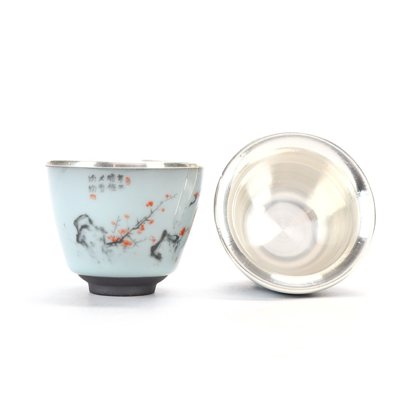 Recreational product silver checking fine silver 22 g ceramic cups kung fu tea cup 999 bales silver master characteristics