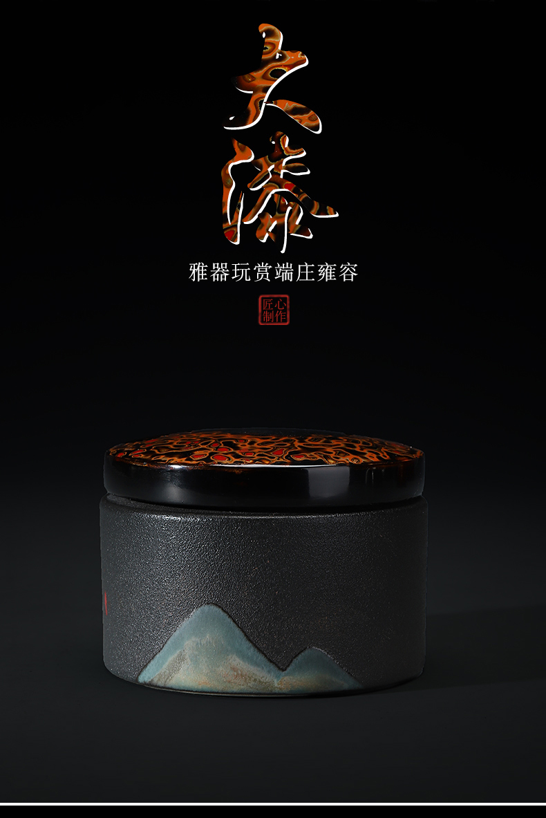 Recreational product lacquer tea set traditional Chinese lacquer manual small caddy fixings mini sealed as cans ceramic restoring ancient ways and POTS