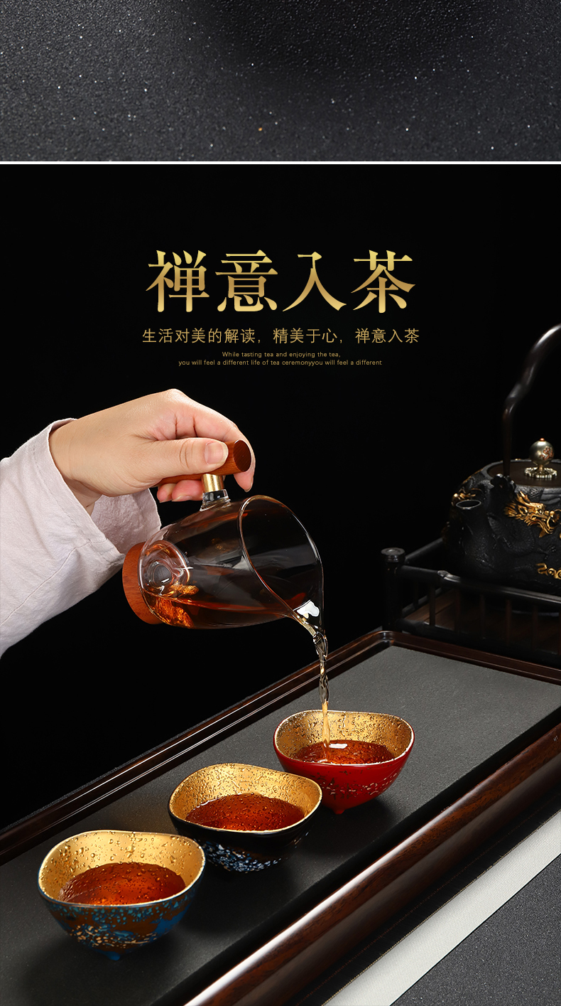 Recreational product lacquer checking ceramic tea set gold cup with three legs big master cup sample tea cup Chinese single CPU