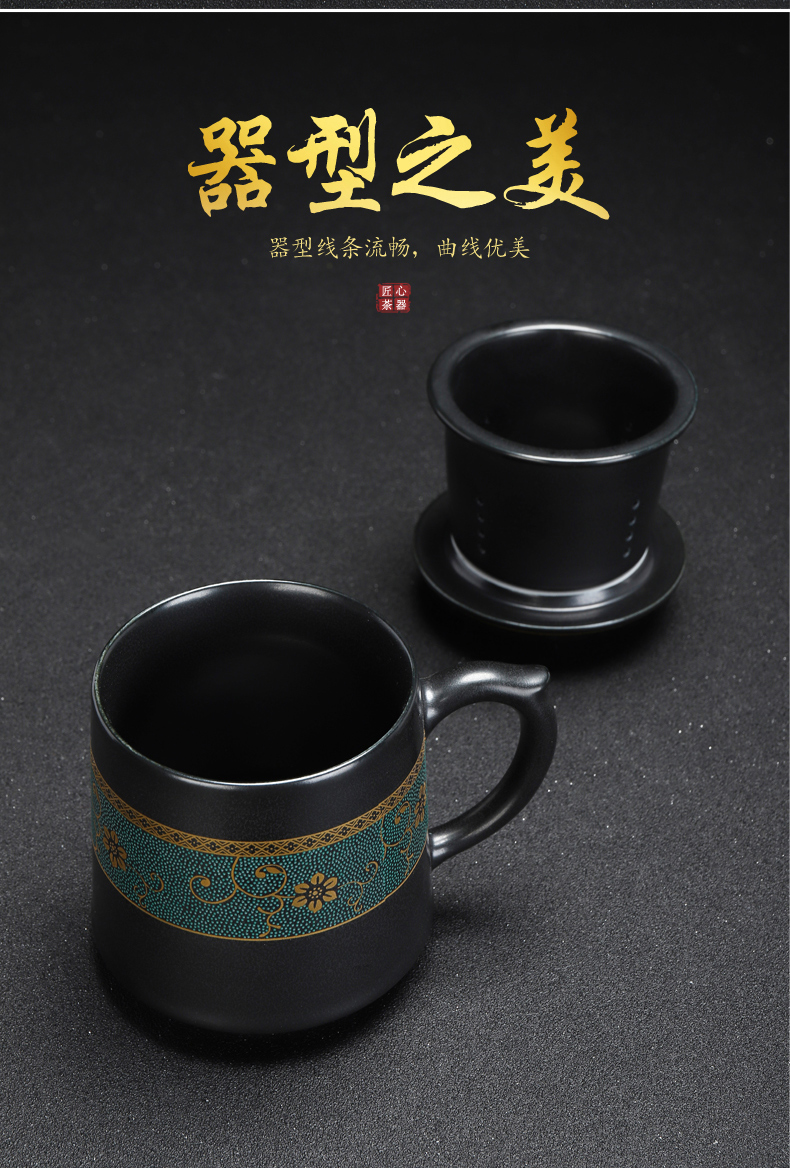 Recreational products and meeting office ceramic cups lid cup 400 ml filtering kung fu tea set office tea cups