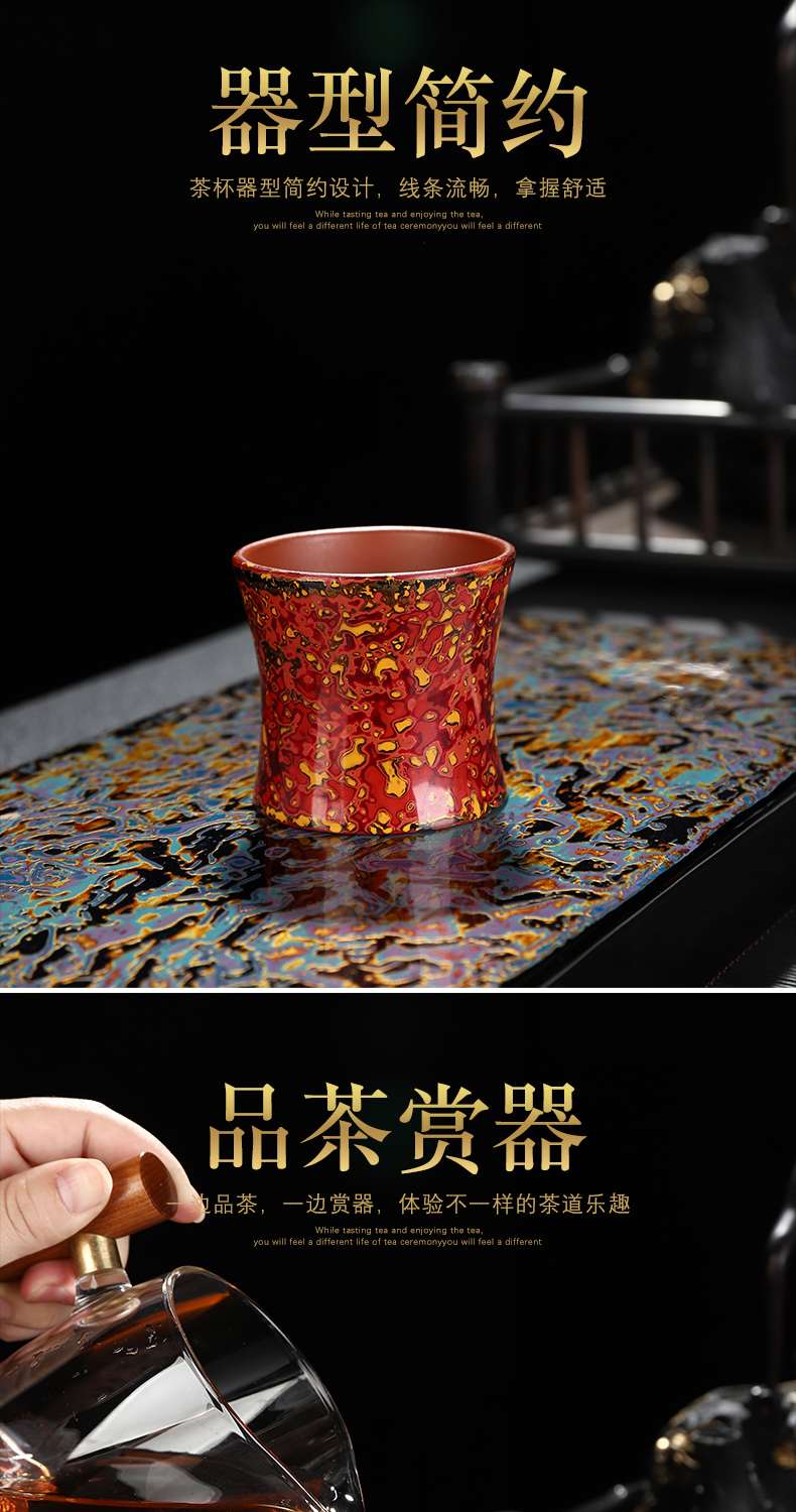 Recreational product lacquer tea Chinese violet arenaceous kung fu tea cups manual Chinese lacquer master cup single CPU ceramic sample tea cup