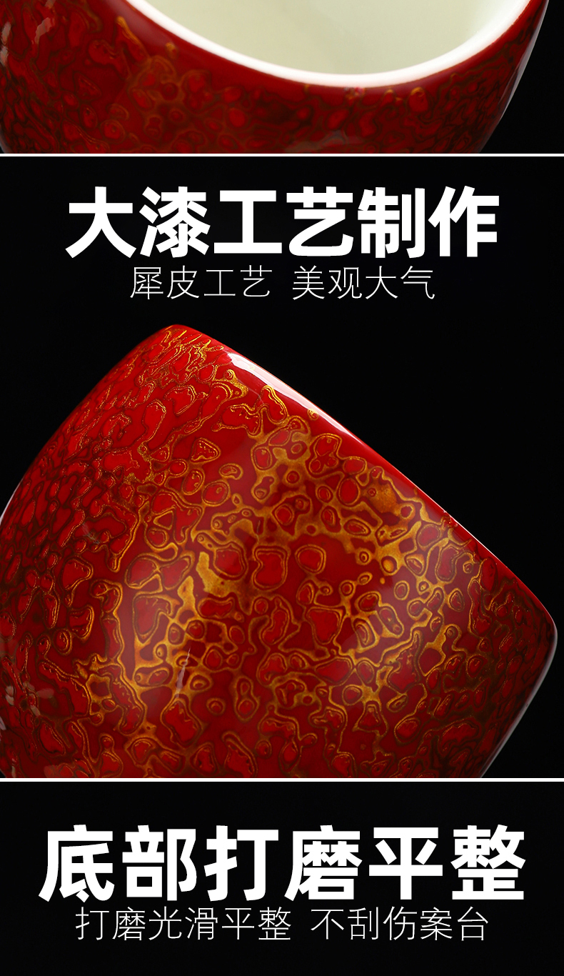 Recreational product lacquer tea set ceramic pure checking checking coarse pottery master cup of the big sample tea cup single CPU