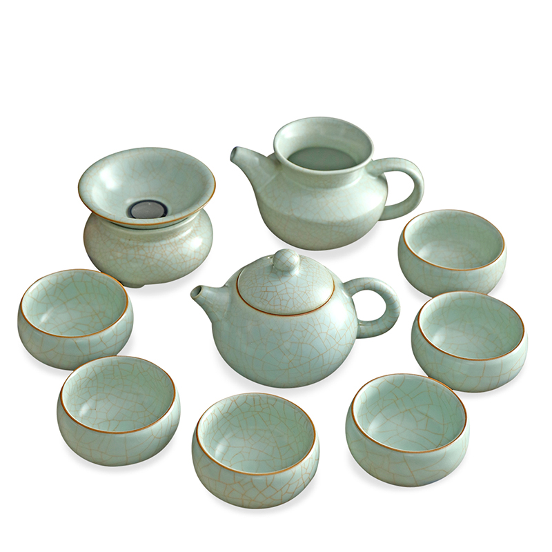 Recreational product azure your up crack glaze tea set high - grade household slicing can raise your porcelain teapot kung fu tea set