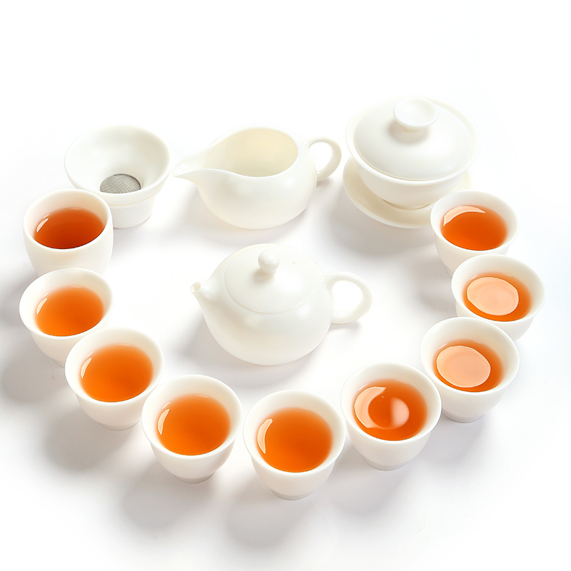 Recreational taste traditional kung fu tea set suit white porcelain teapot teacup ceramic GaiWanCha the whole household
