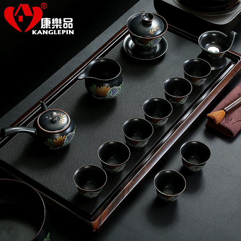 Recreational product celadon kung fu tea set suit household elder brother up with elegant interface for a cup of tea tureen large cups