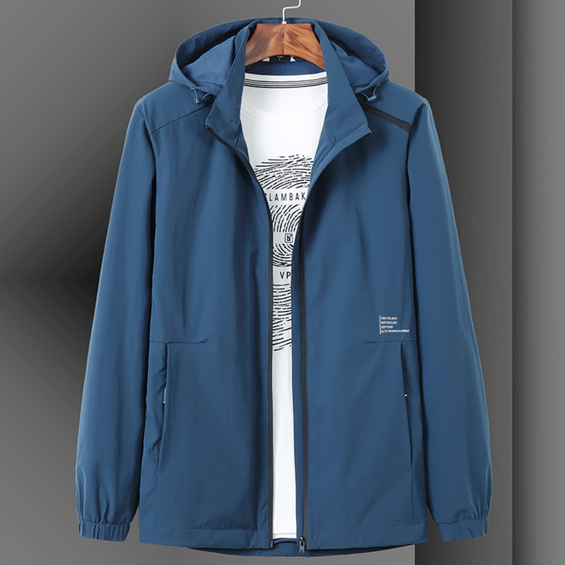 Casual Style Plus Size Jacket for Men with Hood, Loose Fit, Breathable, Thin Nylon Stretch Men's Jacket Windbreaker Casual Style Plus Size Jacket for Men with Hood, Loose Fit, Breathable, Thin Nylon Stretch Men's Jacket Windbreaker
