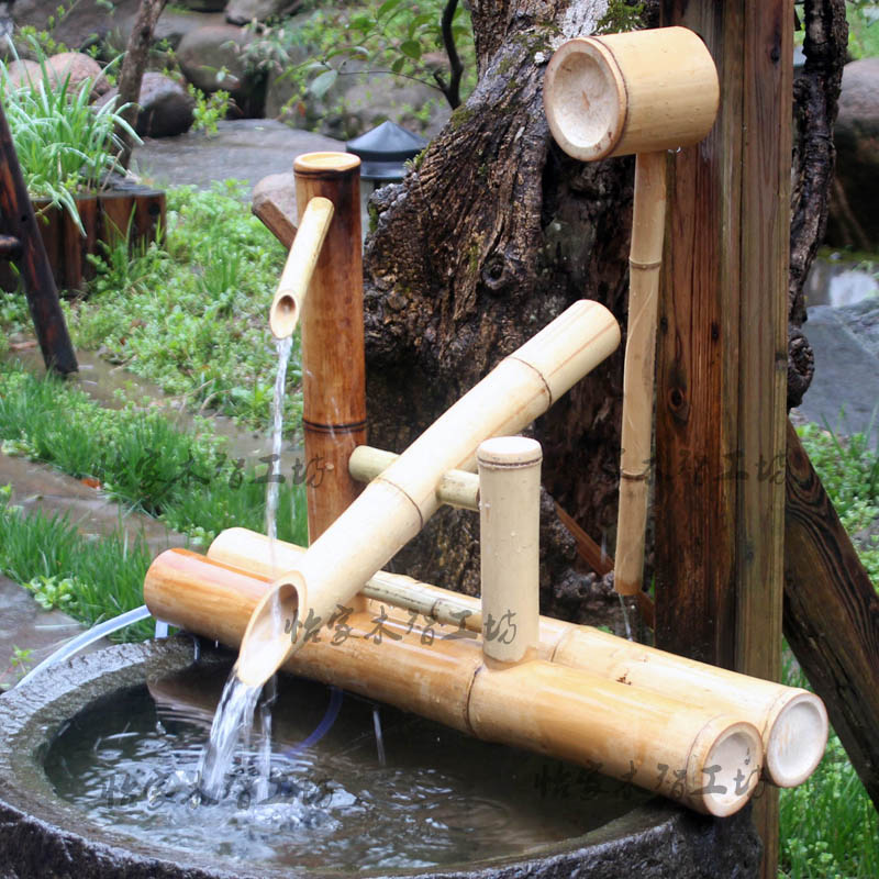 Bamboo frame basin bamboo water addition Bird Bird Bird Bird device dripping car water landscape nozzle monk du fountain gardening Japanese deer