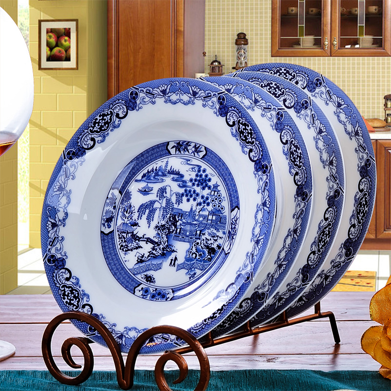 Gift glair 56 skull porcelain tableware suit of blue and white porcelain bowl Die jingdezhen bowl dishes household composition