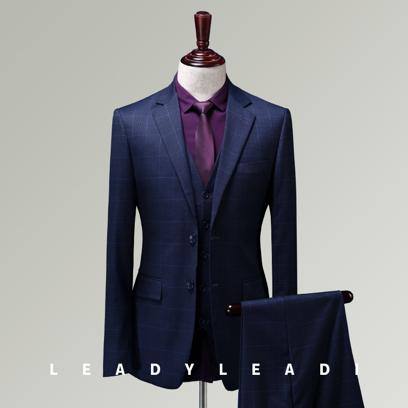 Suit Men's Suit Blue Gge Tattoo for Han Edition Tide Custom Handsome air retro Inn Wind Business Leisure suit